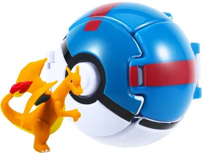 Produktbild von Pokemon Pokeball Wirf Ball Spielzeugball mit Figur Glurak