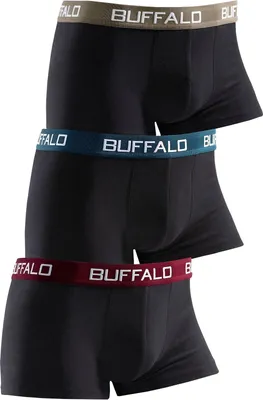 Produktbild von Buffalo Boxer Boxershorts für Jungen 3 -teilig schwarz-bordeaux, schwarz-grün, schwarz-grau Größe 176