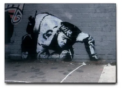 Zdjęcie produktu dla Giallobus - Policja węszy - Banksy - 100D x 70S cm - Obraz - Standaard frame canvas