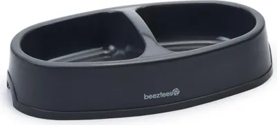 Zdjęcie produktu dla Beeztees podwójna miska dla psa plastikowa 2 x 400 ml, kolor: antracytowy