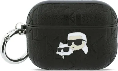 Produktbild von Schutzhülle für AirPods Pro 3, Karl Lagerfeld Monogram Karl and Choupette Head, Schwarz