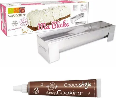 Zdjęcie produktu dla Forma ze stali nierdzewnej na ciasto bożonarodzeniowe Bûche de Noel + patyczek do czekolady