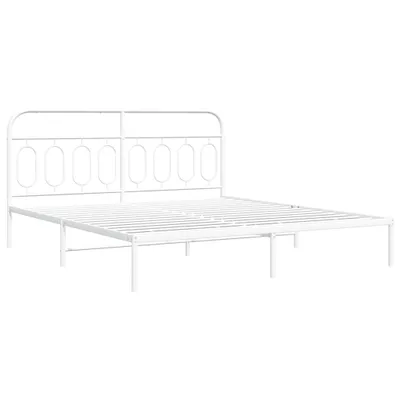 Produktbild von Bettgestell mit Kopfteil Metall Weiß 193x203 cm