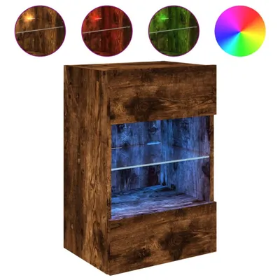 Obrázok produktu pre vidaXL TV nástenná skrinka s LED osvetlením, údený dub 40x30x60,5 cm