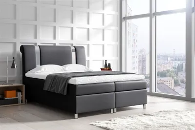 Produktbild von Boxspringbett Schlafzimmerbett NATHAN 120x200cm Kunstleder Schwarz