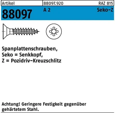 Produktbild von Spanplattenschraube R 88097 Seko m.Kreuzschlitz-PZ 4 x 50 -Z A 2 Pozidriv-Kreuzschlitz