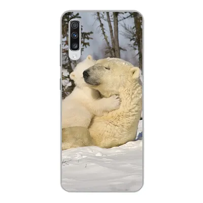 Produktbild von MuchoWow® Handyhülle Schutzhülle Hülle für Samsung Galaxy A70 Eisbär - Schnee - Höhle - Jungtier Silikon Softcase Handy Hülle - Schutzhaube