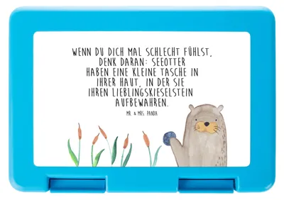 Produktbild von Mr. & Mrs. Panda Snackbox Otter Stein - Weiß - Geschenk, Vesperbox, Fun Facts, Brotbehälter, Bento Box, Butterbrotdose, Fischotter, Witzige Fakten, Pflanzen, Lunchbox