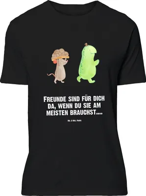 Produktbild von Mr. & Mrs. Panda Größe M T-Shirt Schildkröte Maus - Schwarz - Geschenk, Freunde, Hilfe, mit Spruch, Tshirt, Herren, Shirt