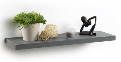 Produktbild von Wandregal aus MDF, Anthrazitgrau, 75 cm breit, 22,8 cm tief, glatte PVC-Oberfläche, 30 kg Tragfähigkeit