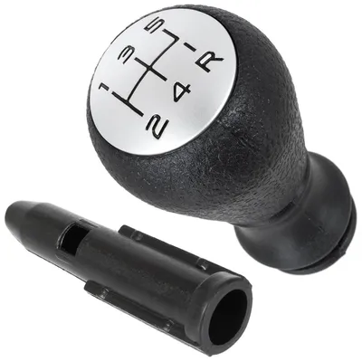 Immagine prodotto di Manopola del cambio argentata + adattatore a 5 marce per Peugeot 207, 307, 308, 406, 407, 607, 807