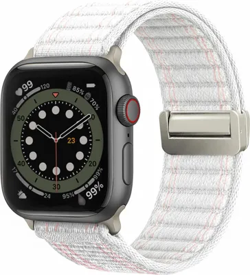 Produktbild von Smartwatch Armband für Apple Watch SE 3 40mm Nylon Textil Band Ersatzband Wechselband Magnetverschluss flexibel atmungsaktiv Weiß