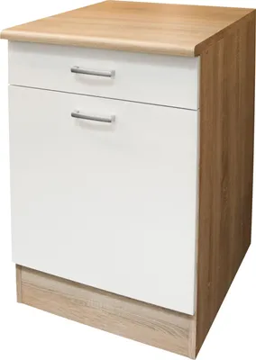 Produktbild von Unterschrank ANDY, 90 cm hoch, 50 cm breit, Weiß matt Sonoma Eiche, 1 Schubkasten, 1 Tür