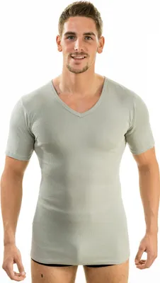 Produktbild von HERMKO 4880 Herren kurzarm Basic Unterhemd | 100% Baumwolle | V-Ausschnitt | Nachhaltig & Langlebig, Größe:D 5 = EU M, Farbe:grau