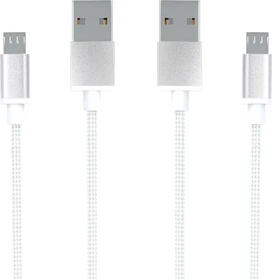 Produktbild von 2x 2m Micro USB Ladekabel Set | Daten für Handy Tablet Samsung PS4 Xbox WEIß