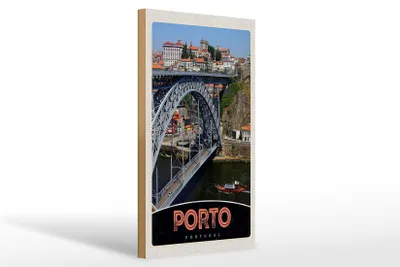 Produktbild von Holzschild Reise 20x30cm Porto Portugal Europa Brücke