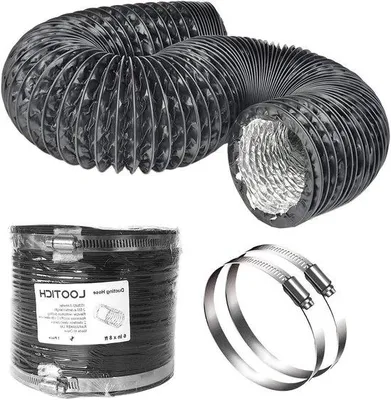 Immagine prodotto di Tubo flessibile in alluminio nero Ø 153 mm 2,5 m con fascette - Tubo di ventilazione per sistema HVAC