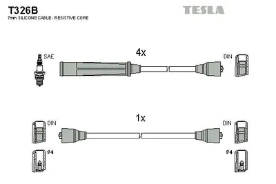 Obrázek produktu pro TESLA T326B Sada kabelů zapalování Sada kabelů zapalování pro SUZUKI Samurai SUV (SJ)
