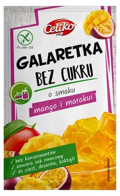GALARETKA BEZ CUKRU O SMAKU MANGO - MARAKUJA BEZGLUTENOWA 14 g - CELIKO