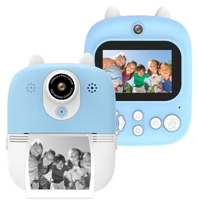 Obrázek produktu pro Andoer multifunkční instantní fotoaparát 3 v 1 dětský instantní fotoaparát 2,4palcový IPS displej dva objektivy 12 MP 32 GB rozšířená paměť se 3 rolemi tiskového papíru a popruhem