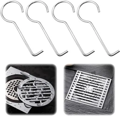 Immagine prodotto di 4 ganci per tubi di scarico - Trekker in acciaio inossidabile per lo scarico della doccia e il filtro per capelli, per una pulizia facile