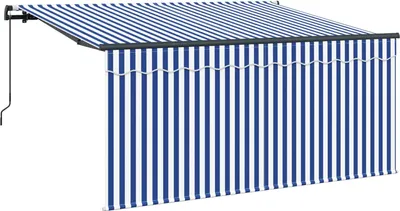 Image de vidaXL Store rétractable bleu et blanc 300 x 200 cm