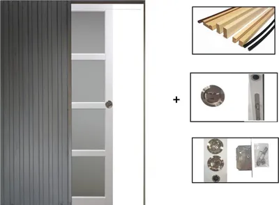Immagine prodotto di Porta scorrevole Tana bianca con vetro H204 x L93 cm, incasso, kit finitura Gd Menuiseries