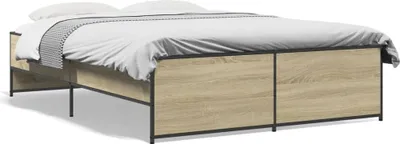 Produktbild von (NEU 2026) Bettgestell moderne, Sonoma-Eiche 140x190 cm - Holzwerkstoff und Metall - Klassische Betten - 40 kg