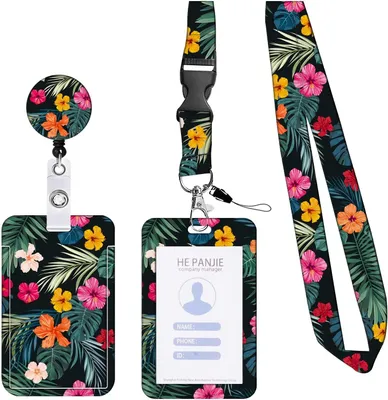 Produktbild von Badgehalter 360° verstellbar, abnehmbare Lanyard, Schlüsselhalter, für Ausweise