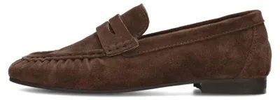 Produktbild von Damen Loafer Slipper Sammy aus Wildleder, Dunkelbraun, mit festem Fußbett und 2 cm Absatz