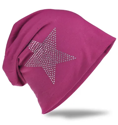 Produktbild von Beanie Muetze Strass Stern Orchidee