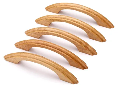 Produktbild von 10 Holzgriffe für Möbel, Türgriffe für Schranktüren, Bogengriffe mit Schrauben, Lochabstand 96mm