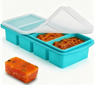 Produktbild von Silikon Gefriertablett, Suppe Gefrierschrank Eiswürfelform mit Deckel, Suppen Eiswürfelbecher für Container zum Speichern und Einfrieren von Soße