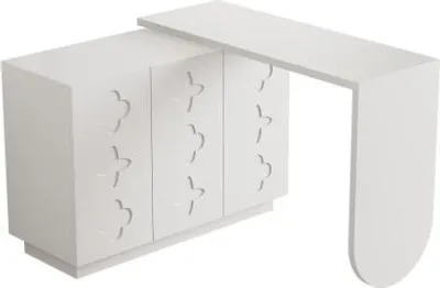 Produktbild von Weiss 110x40x75 cm Schreibtischstuhl Drehbarer L Foermiger Eckschreibtisch Computertisch Buerotisch Frisiertisch
