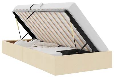 Immagine prodotto di vidaXL Struttura letto con contenitore, colore crema, 90 x 200 cm, rivestita in tessuto