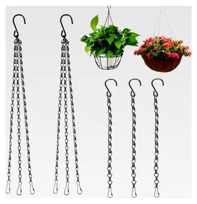 Produktbild von 5 Stück Blumenampel Kette zum Aufhängen, Hängende Metallkette Schwarz, 40 cm Hängeampel mit Haken, Kette für Innen- und Außenbereich