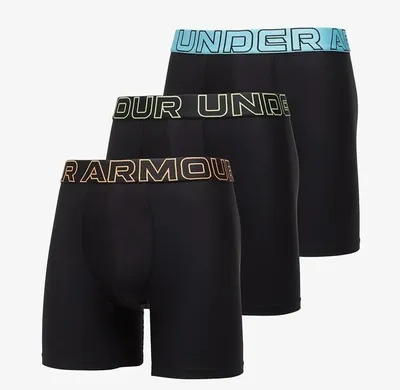 Produktbild von UNDER ARMOUR Herren Boxershorts, 3er Pack - Performance Tech Boxer Briefs Solid 6 in, Stretch, einfarbig Schwarz/Grün/Blau/Orange XL