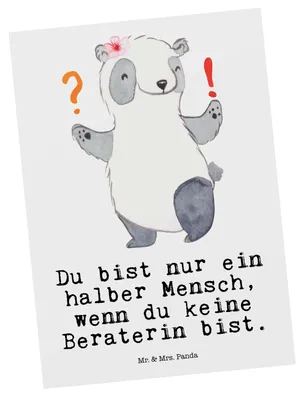 Produktbild von Mr. & Mrs. Panda Fotokarte Beraterin Herz - Weiß - Geschenk, Lustig, Grußkarte, Postkarten, Kunstkarten, Eröffnung, bildkarte, Witzig, Spruch, Postkarte, Beruf