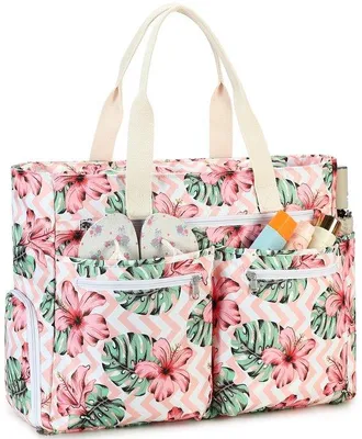 Produktbild von Ibenzoa® Große faltbare Strandtasche für Damen – 14 Fächer, Schuhfach mit Reißverschluss, Nassfach, wasserabweisend, 800 g