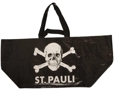 Produktbild von FC St. Pauli Einkaufstasche Totenkopf Schwarz, Original Fanartikel, Große Shopping Bag mit Totenkopf und zwei Grifflängen, Recyceltes Polyester