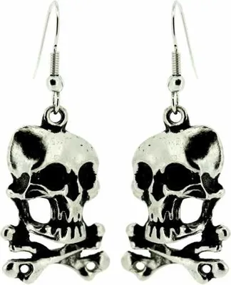 Produktbild von Ohrringe Totenkopf + Knochen Ohrhänger Schädel + Knochen Ohranhänger Totenkopf earrings skull & bones