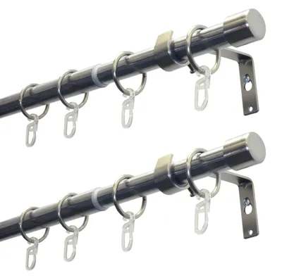 Produktbild von GARDINIA Gardinenstange Cap 2er-Set, 1-Lauf, Ø 19/16 mm, Vorhangstange, Beidseit