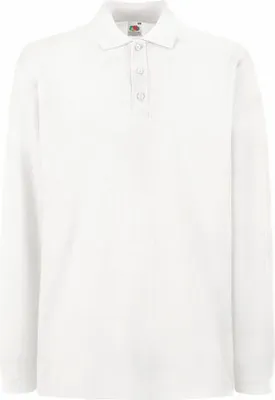 Produktbild von Fruit of the Loom - Premium Long Sleeve Polo - White - L