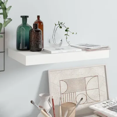 Produktbild von vidaXL Schweberegal Hochglanz-Weiß 40x23x3,8 cm MDF