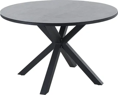Produktbild von BELIANI Gartentisch Grau und Schwarz Aluminium ⌀ 120 cm für 4 Personen Keramikglasplatte Rund X-Beine Outdoor Terrasse Balkon Möbel Garten Ausstattung