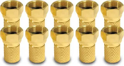 Produktbild von 10x ARLI F-Stecker vergoldet 7 – 7,4 mm – Koaxialstecker mit breiter Mutter & Dichtring für SAT TV LNB Multischalter
