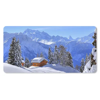Produktbild von MuchoWow® Mauspad Mousepad Hütte in der Winterlandschaft der Schweiz 60x30 cm - Mousepads - Maus Mat - Pad - Mausunterlage - Nachhaltig
