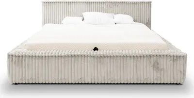 Produktbild von GRAINGOLD Schlafzimmerbett 120x200 Lago - Lattenrost, Kopfteil, Cordstoff - Doppelbett mit Bettkasten - Polsterbett - Hellgrau - Vito 03