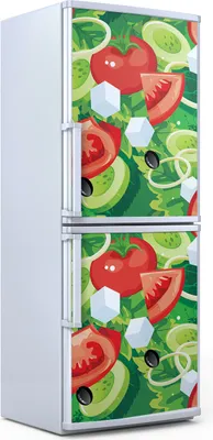 Produktbild von Kühlschrankdekoration  60x180 cm  Aufkleber auf dem Kühlschrank - Kopfsalat Tomaten Salat