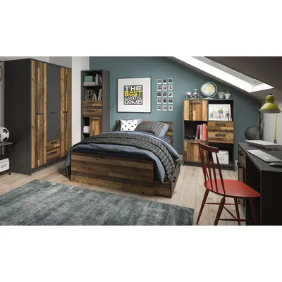 Produktbild von Jugendzimmer Komplett-Set NELSON-129 mit Bett 120x200 in grau mit Holz